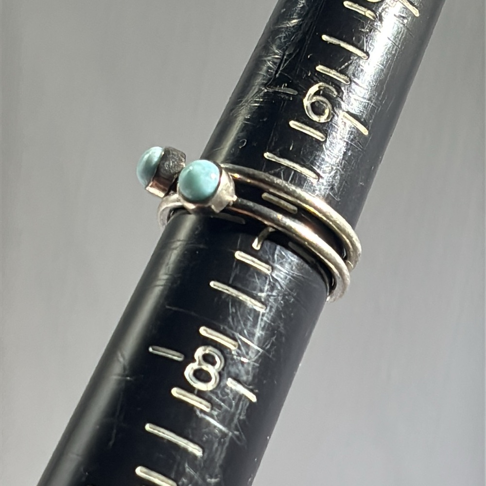 Larimar Sterling Silver Stack Rings - image 6